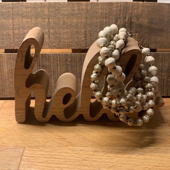 NWT 31 Bits Gold/Cream Multi Strand Bracelet - Picture 3 of 6